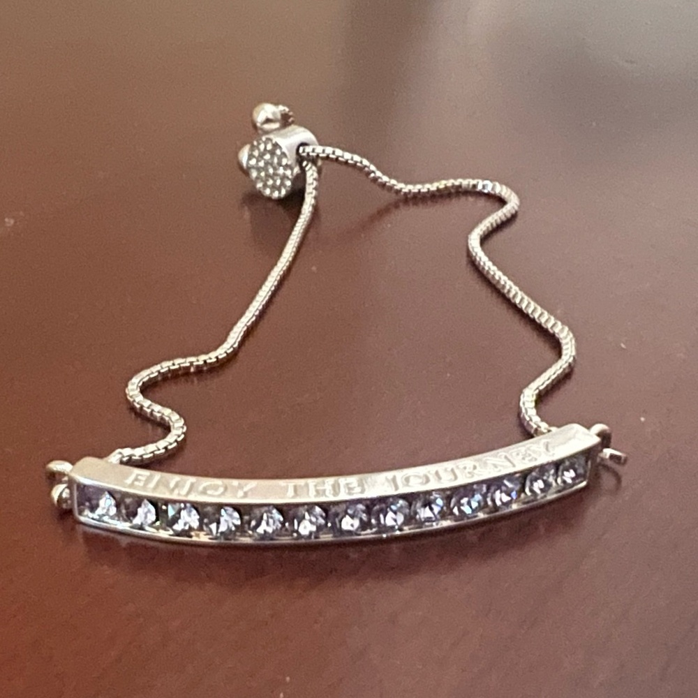 Silver Plated Bracelet with Crystal Accents- Enjoy The Journey
